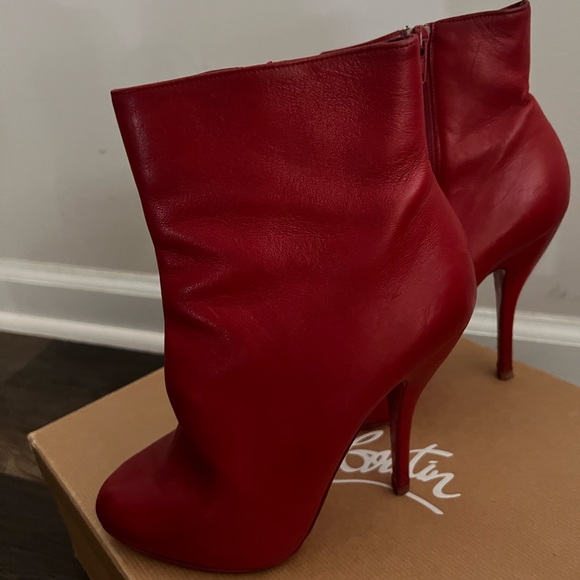 Red Leather Booties by Christian Louboutin - Picture 2 of 5